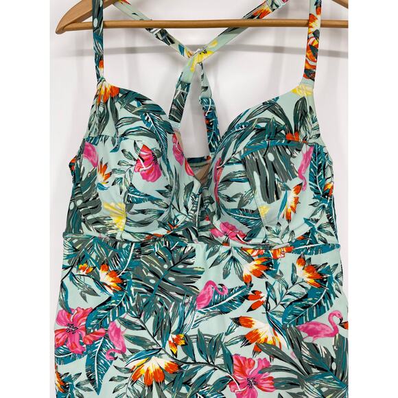 Caique Swimsuit Tankini Top Size 40D Tropical Floral Vacation Resort - Picture 3 of 5